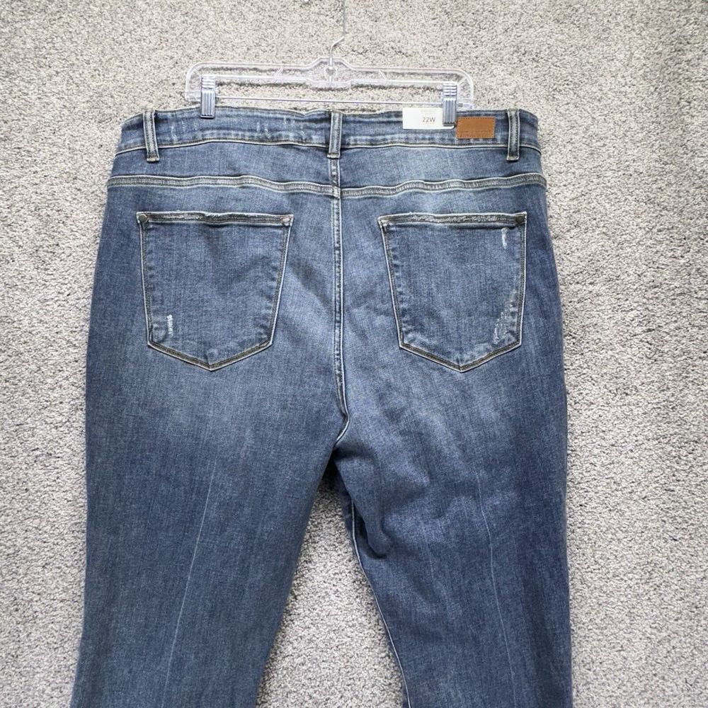 Judy Blue‎ Skinny Fit Jeans 22W / 27 Buffalo Plaid Distressed Denim Stretch NWT - Picture 5 of 9
